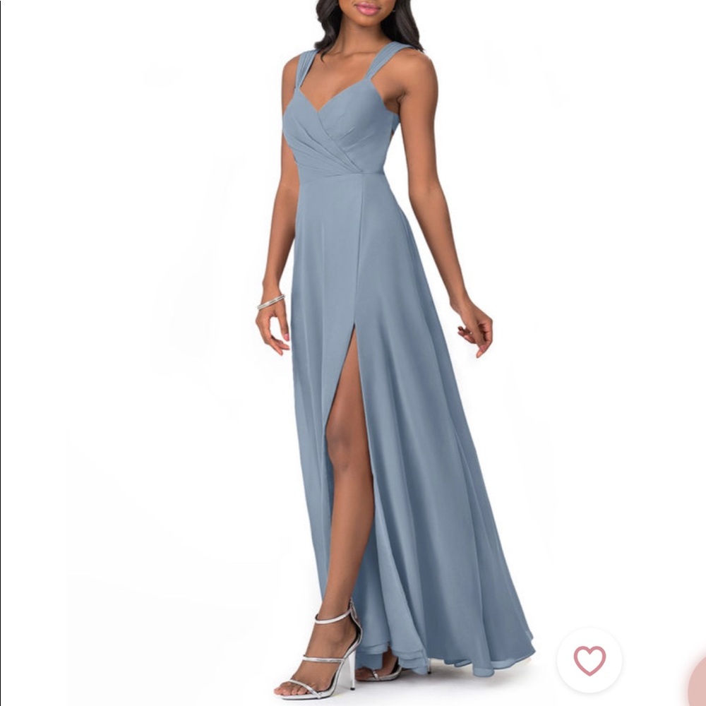 Azazie Steel Blue Nahrin Dress